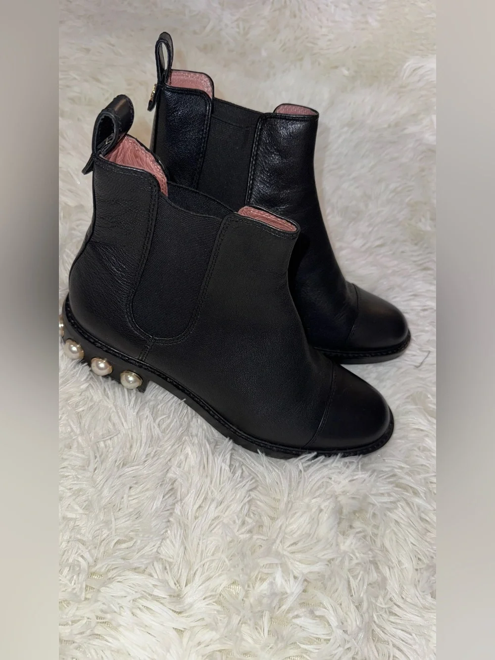 Black Leather Chelsea Boots for Women